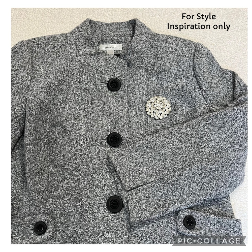Dressbarn Womens Size M, Gray Mandarin Collar Career Button Up Jacket - Picture 14 of 14